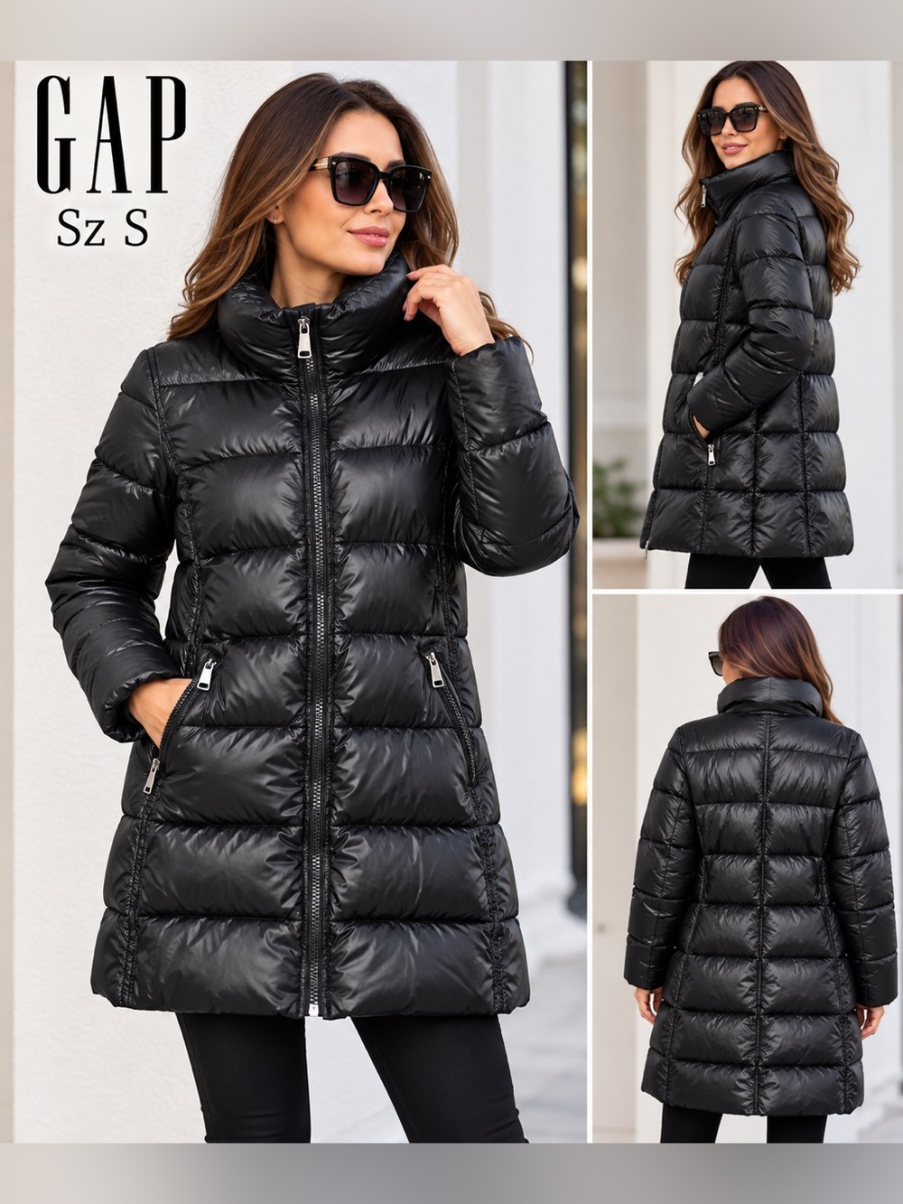 GAP Women's Black Quilted Puffer Coat Sz S/M
